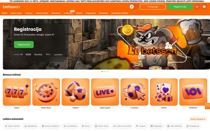 Screenshot of betsson.lt