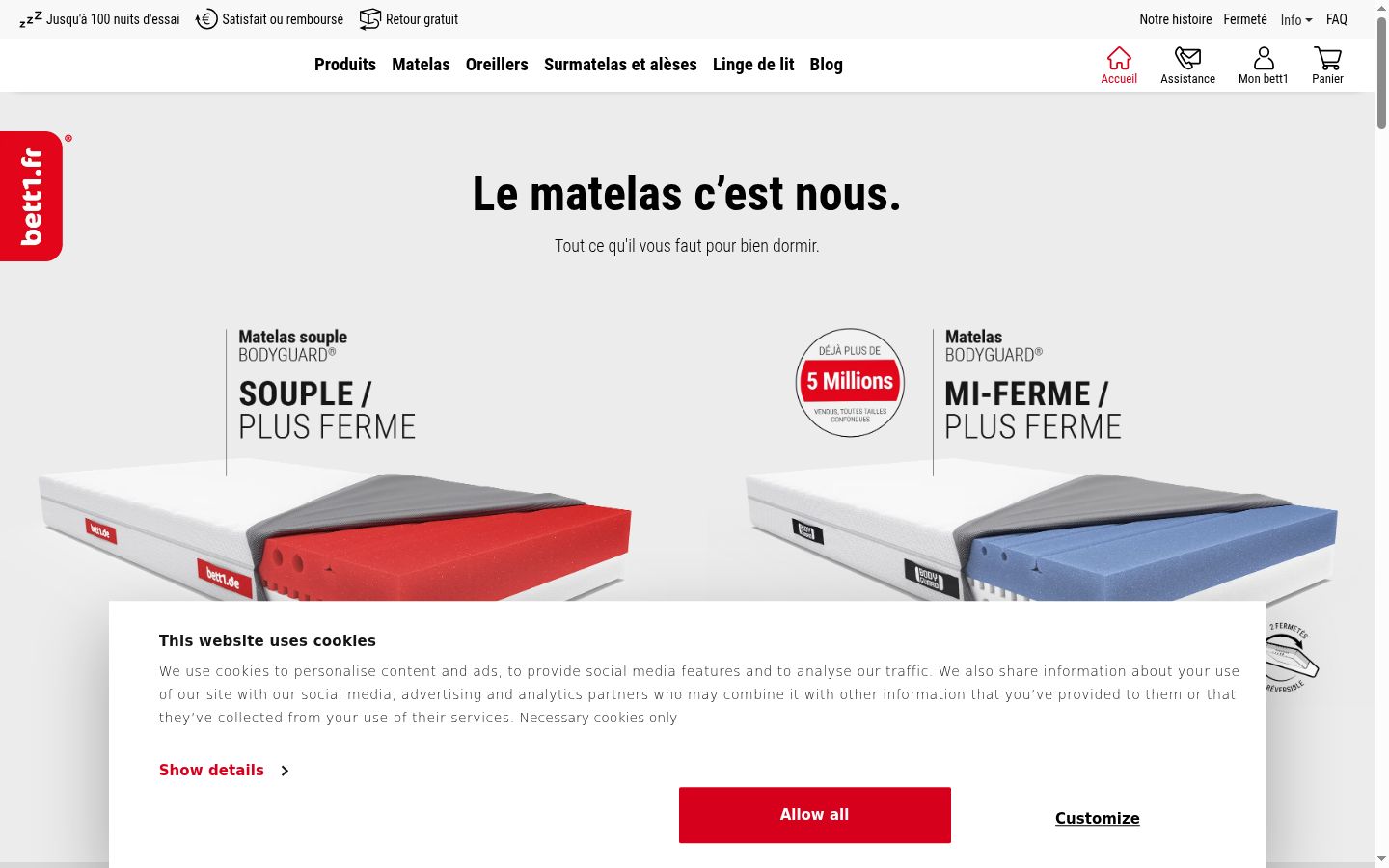 Capture d'écran de la bannière de consentement affichée avant toute interaction