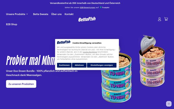 Екранна снимка на bettafish.de