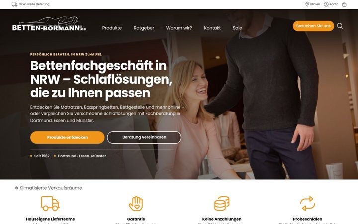 Kuvakaappaus sivustosta betten-bormann.de