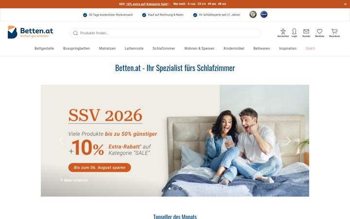 Screenshot of betten.at