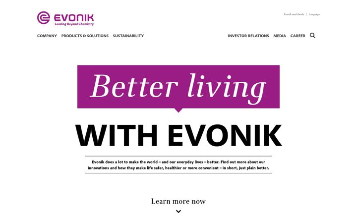 Screenshot of better-with-evonik.com