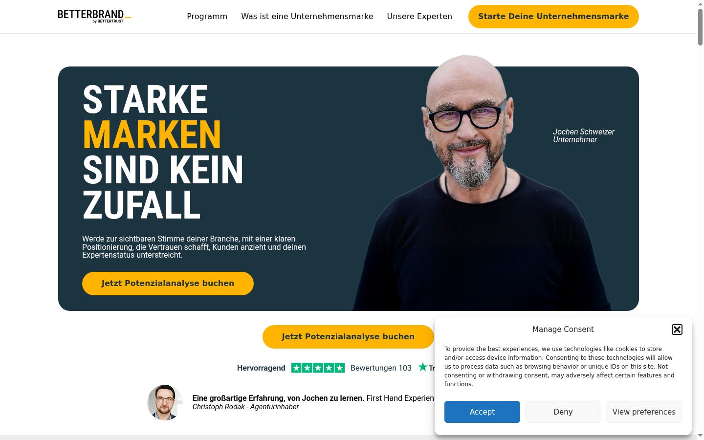 Screenshot del banner di consenso mostrato prima di qualsiasi interazione