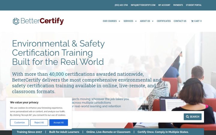 Screenshot of bettercertify.com