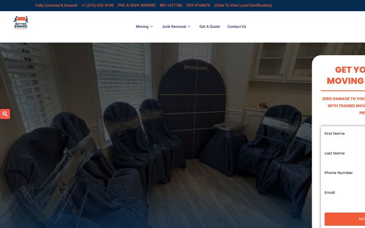 Screenshot of betterchoicemoving.com