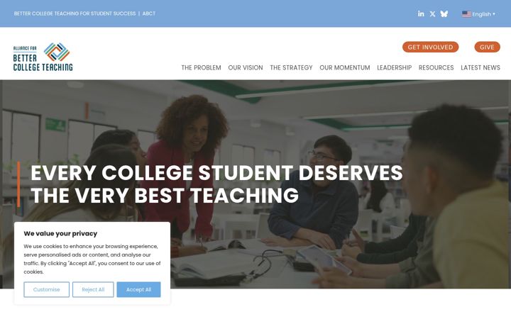 Screenshot stránky bettercollegeteaching.org