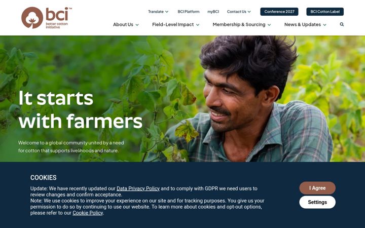 Screenshot of bettercotton.org