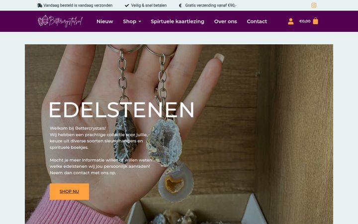 Skjermbilde av bettercrystals.nl