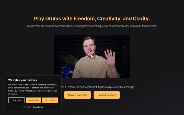 Screenshot of betterdrumming.com