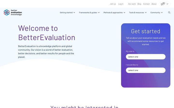 Screenshot of betterevaluation.org