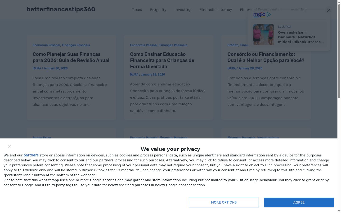 Screenshot of the consent banner shown before any interaction