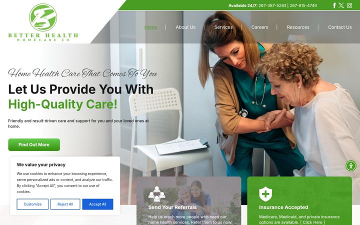 Screenshot of betterhealthhomecareco.com