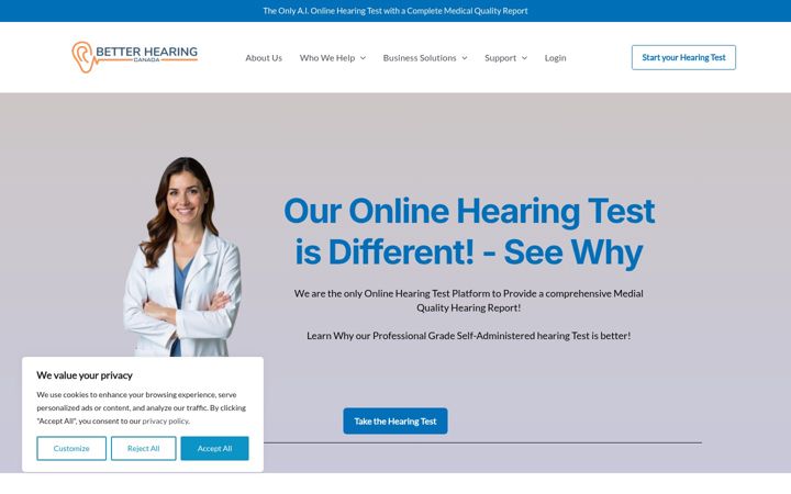 Captura de ecrã de betterhearing.ca