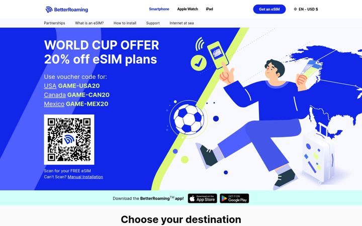 Screenshot of betterroaming.com