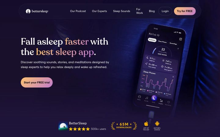 Screenshot of bettersleep.com