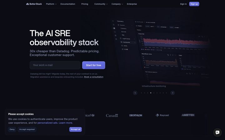 Ekrano kopija betterstackdata.com