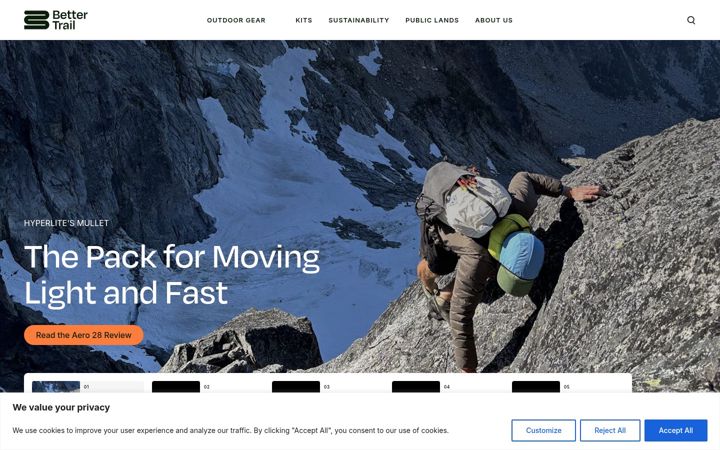 Screenshot of bettertrail.com