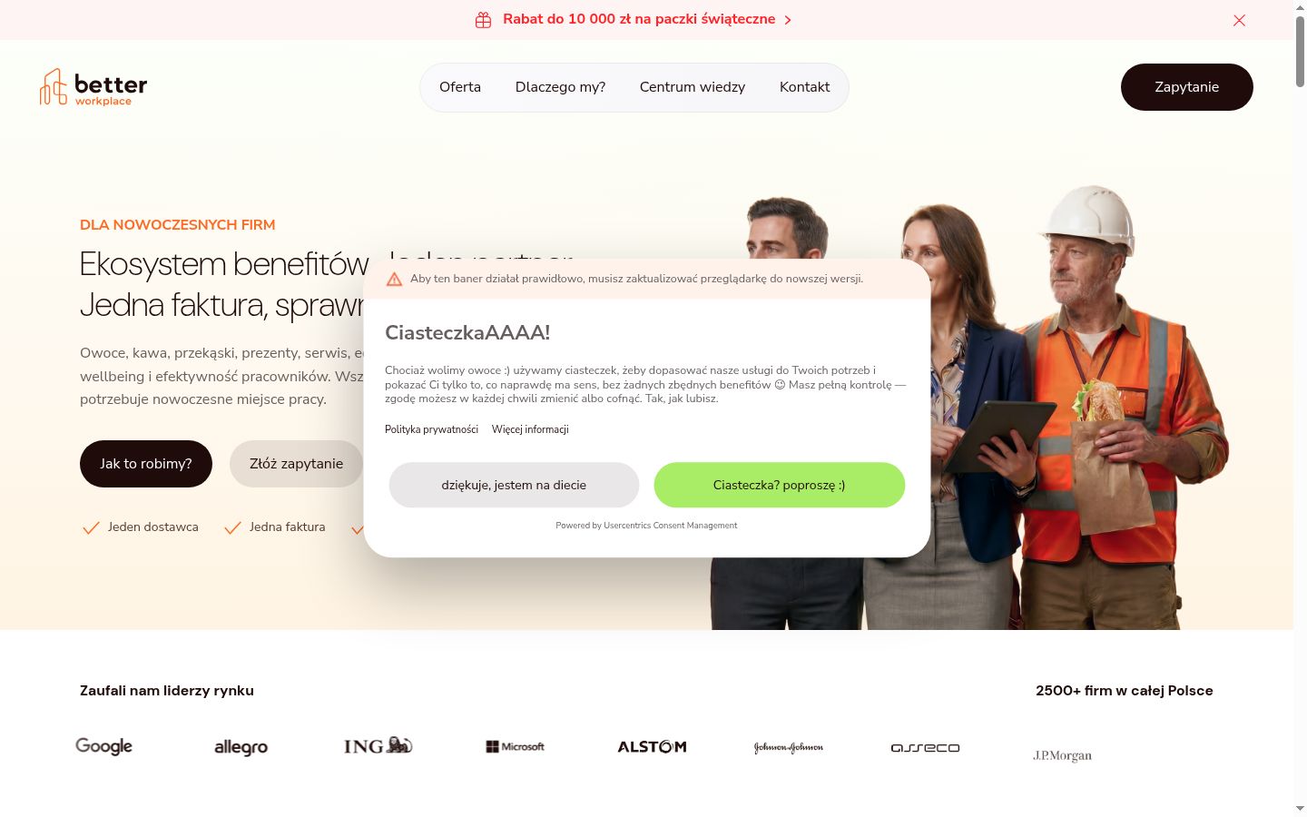 Screenshot tal-banner tal-kunsens muri qabel kwalunkwe interazzjoni