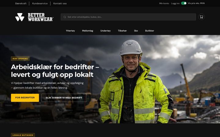 Screenshot of betterworkwear.no