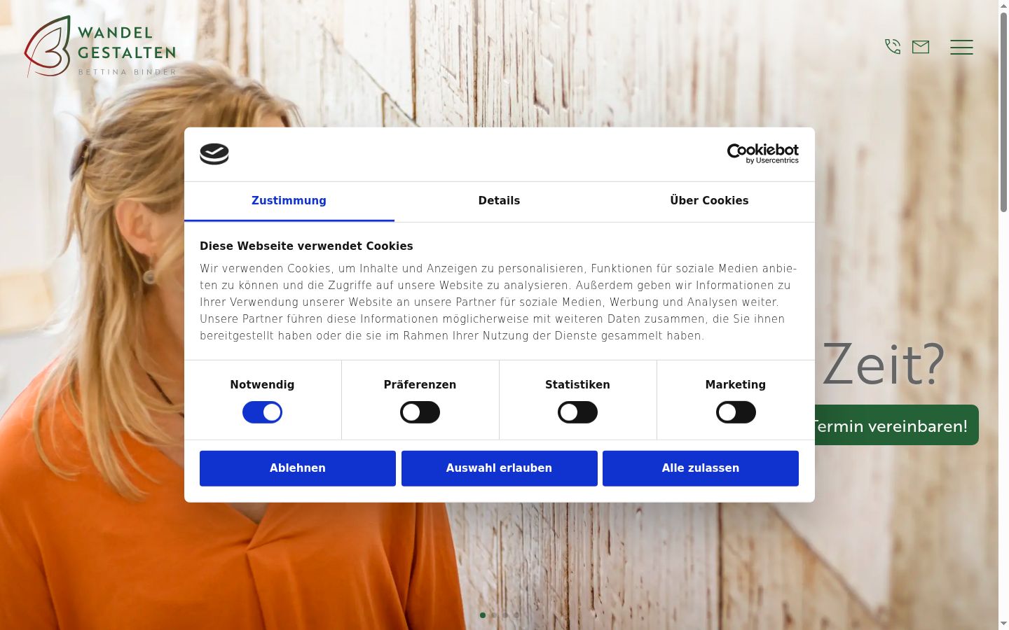 Capture d'écran de la bannière de consentement affichée avant toute interaction