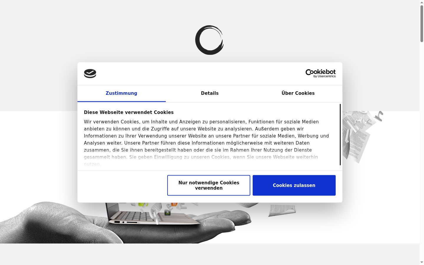 Screenshot van de toestemmingsbanner zoals getoond vóór enige interactie