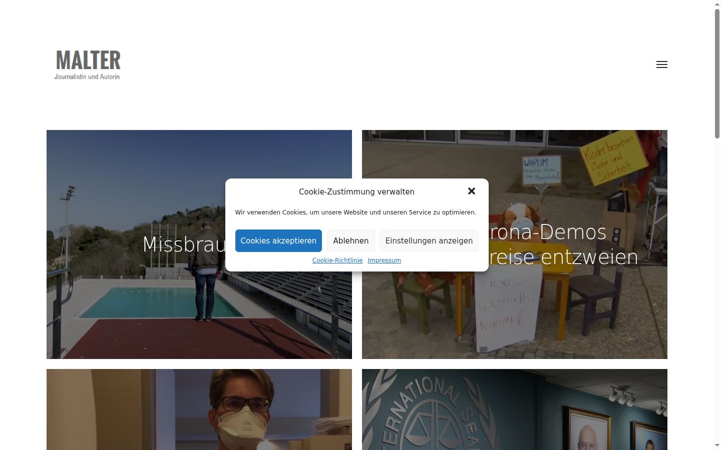 Captura de ecrã do banner de consentimento apresentado antes de qualquer interação