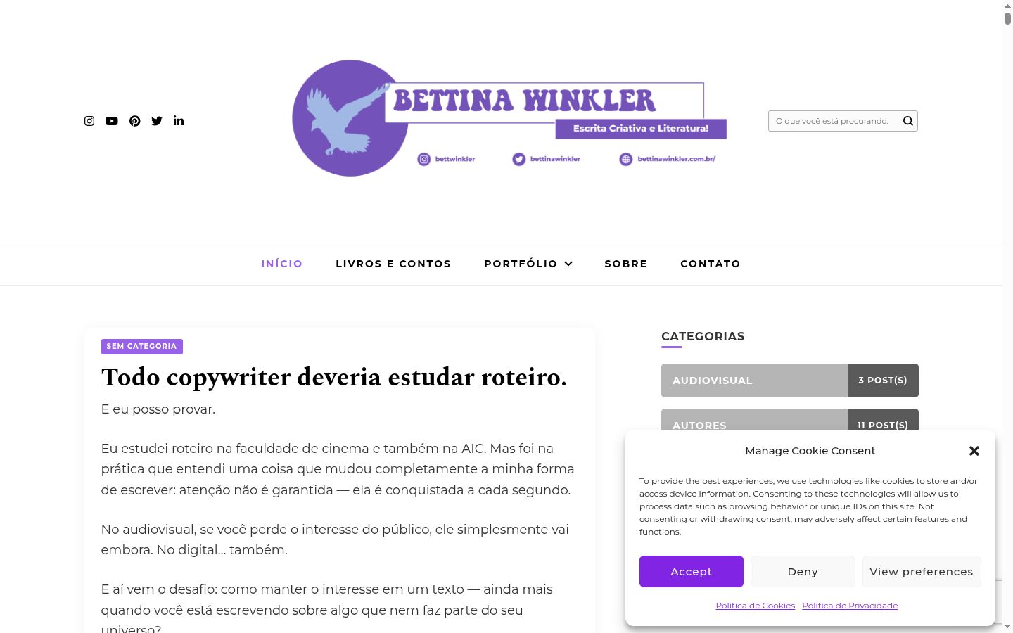 Screenshot of the consent banner shown before any interaction