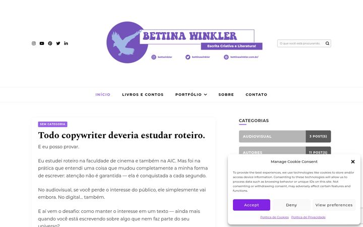 Screenshot of bettinawinkler.com.br
