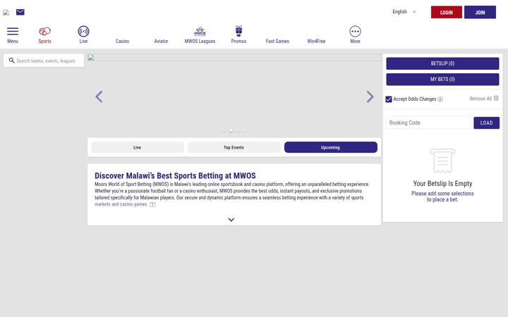 Screenshot of betting.co.mw