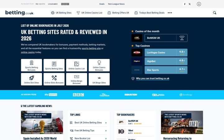 Screenshot of betting.co.uk