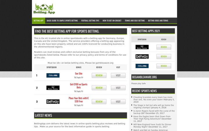 Screenshot of bettingapp.com