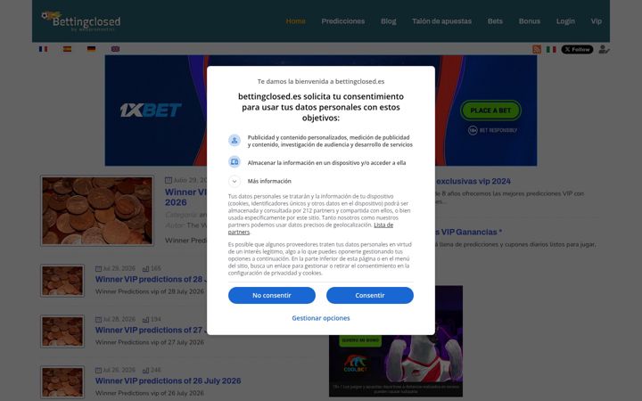 Zrzut ekranu bettingclosed.es