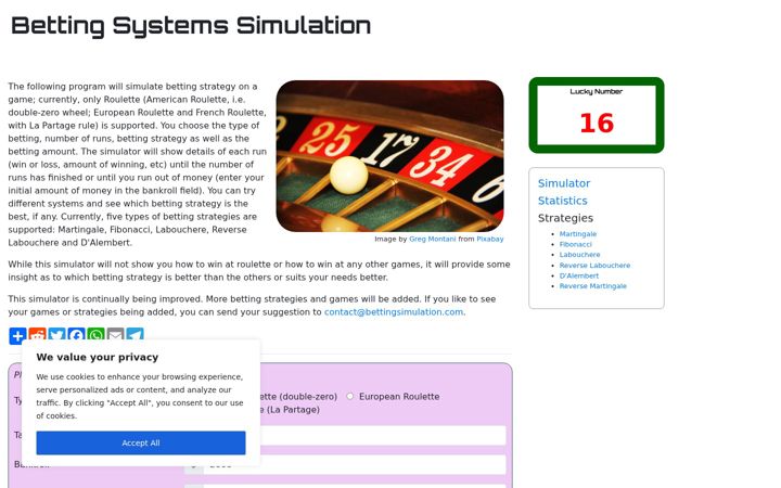 Screenshot of bettingsimulation.com