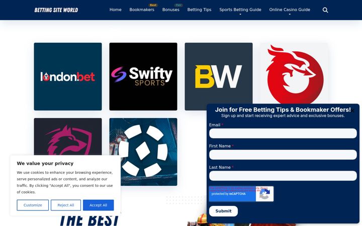 Screenshot of bettingsiteworld.com