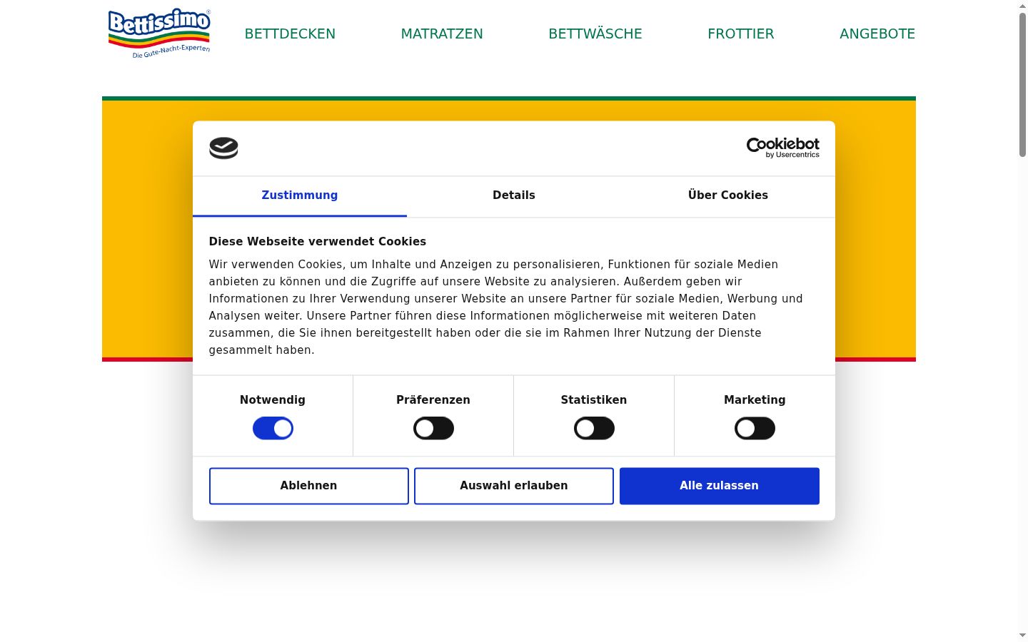 Captura de pantalla del banner de consentimiento mostrado antes de cualquier interacción
