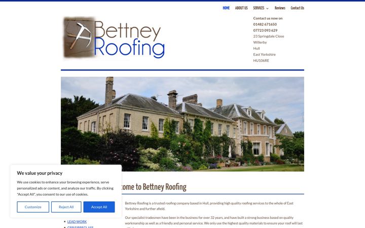 Screenshot von bettneyroofing.co.uk