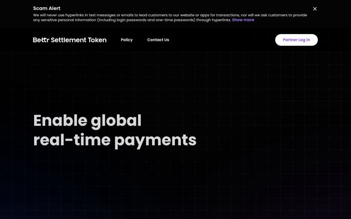 Screenshot of bettrsettlementtoken.com