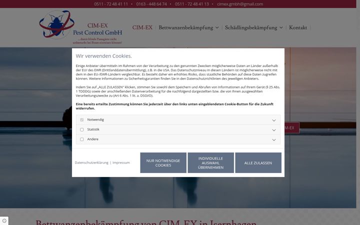 Screenshot of bettwanzen-hannover.de