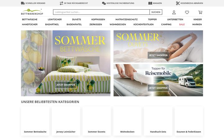 Screenshot of bettwaren-shop.com