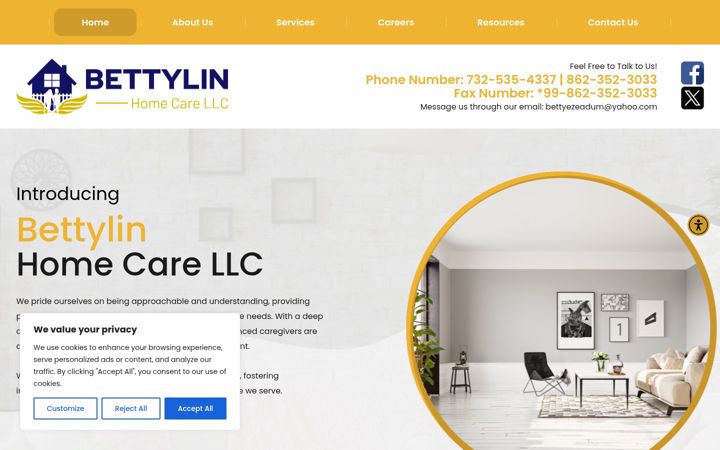 Screenshot of bettylinhomecare.com