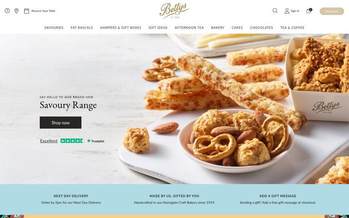 Screenshot di bettys.co.uk