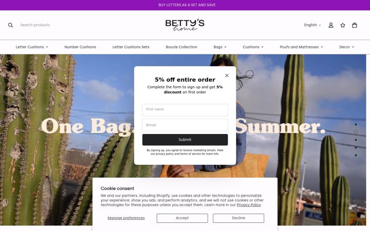 Screenshot of bettyshome.com