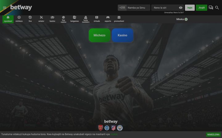 Screenshot of betway.co.tz