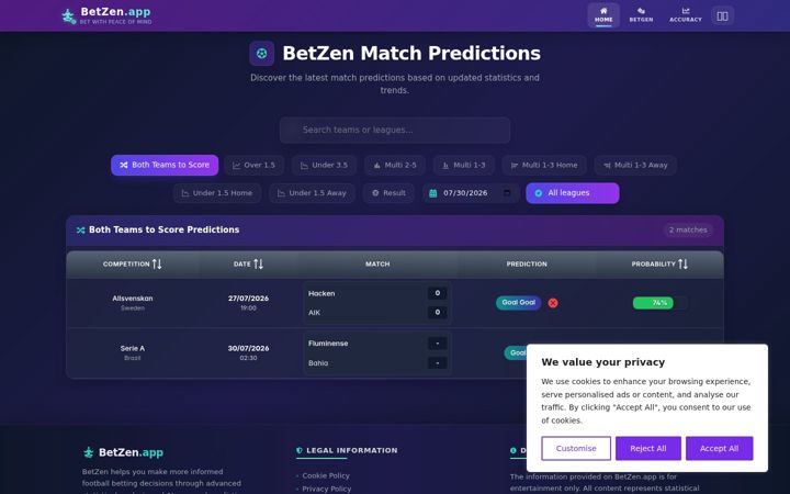 Screenshot of betzen.app