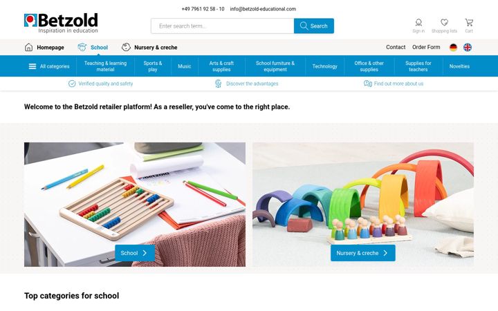 Screenshot of betzold-educational.com