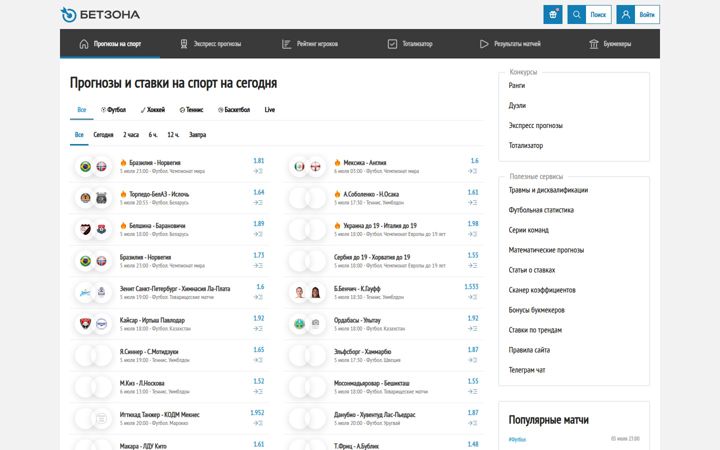 Screenshot of betzona.ru