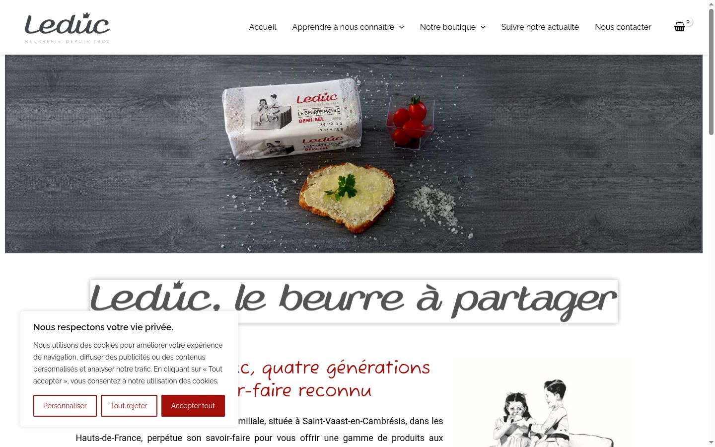 Capture d'écran de la bannière de consentement affichée avant toute interaction