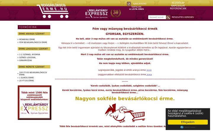 Screenshot di bevasarlokocsierme.hu