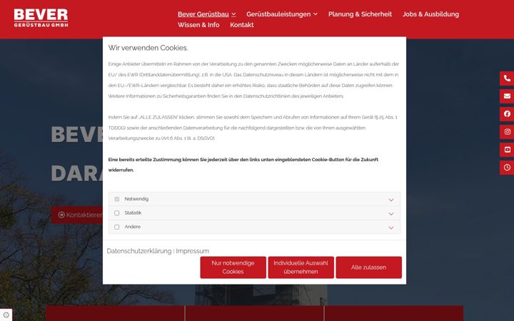 Screenshot of bever-geruestbau.de