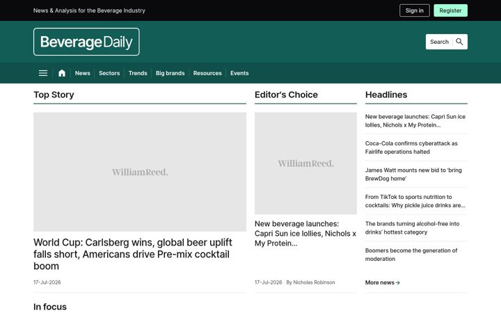Screenshot of beveragedaily.com
